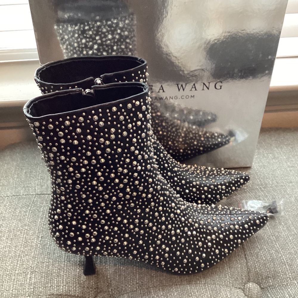 AZALEA WANG Ridley Studded Pointed Toe Bootie (Women) 7.5M